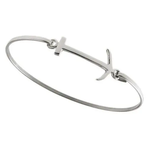 SREBRNA BRANSOLETKA BANGLE 925 SZTYWNA KOTWICA, kolor szary