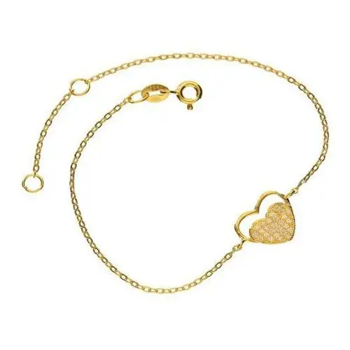 Srebrna złocona bransoletka 925 serce z cyrkoniami 1,22g, kolor szary