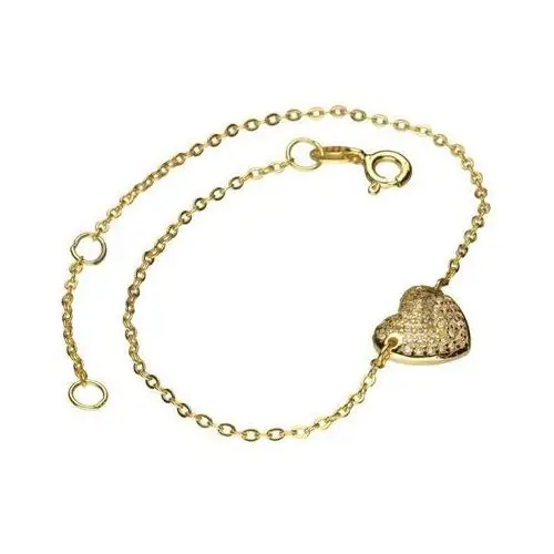 Srebrna złocona bransoletka 925 serce z cyrkoniami 1,58g Lovrin