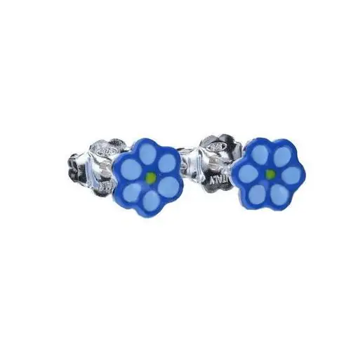 Srebrne kolczyki 925 niebieskie kwiatuszki 0,77g, kolor niebieski