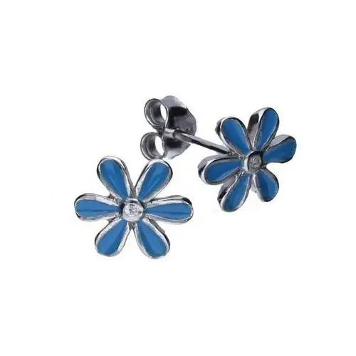 Lovrin Srebrne kolczyki 925 niebieskie kwiatuszki 0,80g