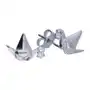 Srebrne kolczyki 925 ptaszek origami z cyrkoniami 1,12g, kolor szary Sklep