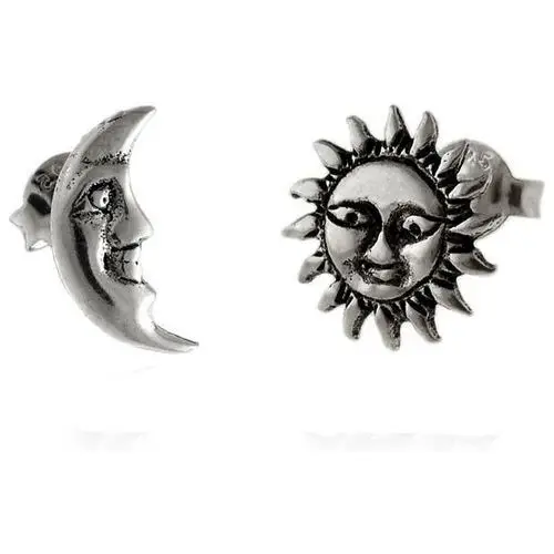 Lovrin Srebrne kolczyki 925 słońce z księżycem na sztyft 1,3g