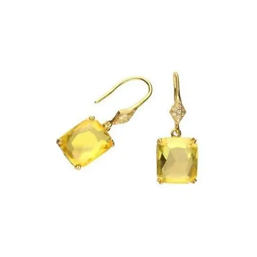 Srebrne pozłacane kolczyki 925 żółty kryształ 3,68g, HSE-0603