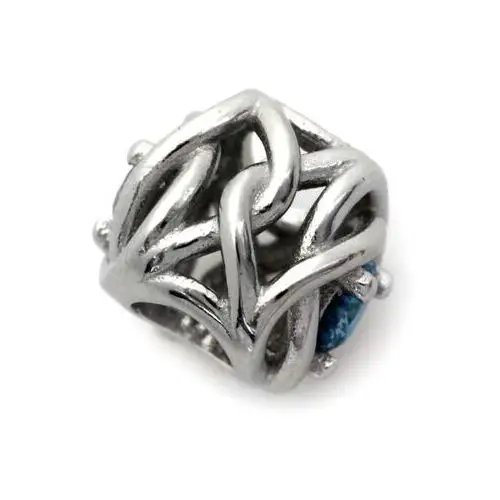 Lovrin Srebrny charms beads do bransoletki z niebieską cyrkonią 2
