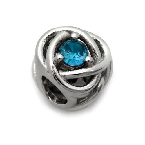 Lovrin Srebrny charms beads do bransoletki z niebieską cyrkonią
