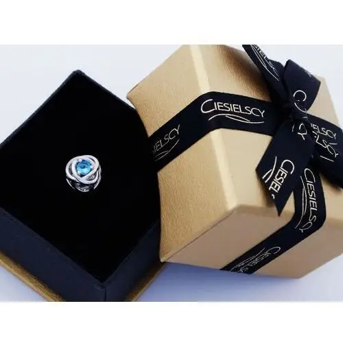 Lovrin Srebrny charms beads do bransoletki z niebieską cyrkonią 4
