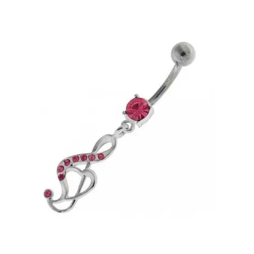Lovrin Srebrny kolczyk 925 klucz wiolinowy różowy