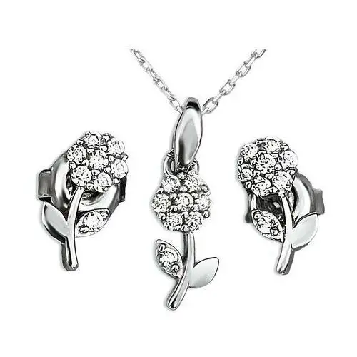 Srebrny komplet biżuterii 925 białe kwiatuszki ankier, PA00250 s6