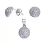 Lovrin Srebrny komplet biżuterii 925 półkulki cyrkonie zawieszka z kolczykami Sklep