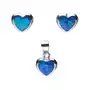 Srebrny komplet biżuterii 925 serca niebieski opal, kolor niebieski Sklep