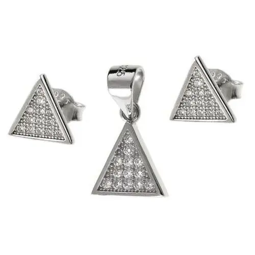 Lovrin Srebrny komplet biżuterii 925 trójkąty przywieszka sztyfty