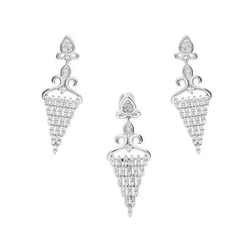 Lovrin Srebrny komplet biżuterii 925 trójkąty z cyrkoniami 7,00g