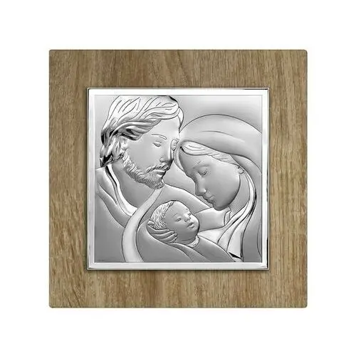 Srebrny kwadratowy obraz 48x48cm Święta Rodzina chrzest