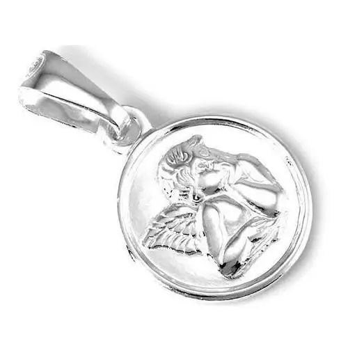 Lovrin Srebrny medalik 925 okrągły z aniołkiem 1,67 g