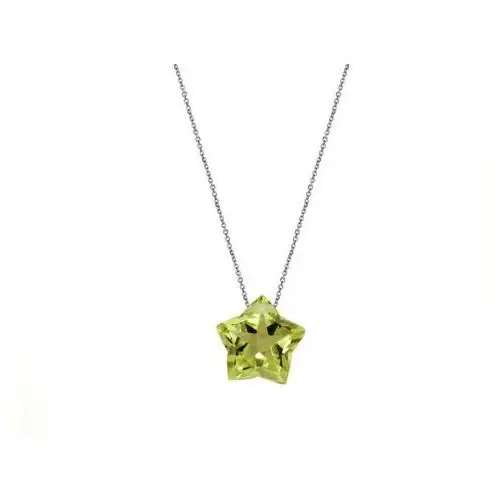 Srebrny naszyjnik 925 gwiazda kamień zielony kwarc, kolor zielony