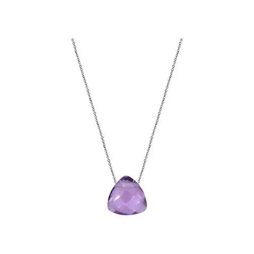 Srebrny naszyjnik 925 kamień ametyst Trójkąt, trillion amethyst 46159