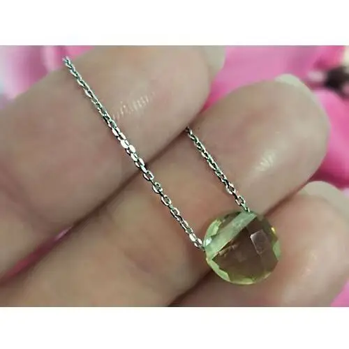 Srebrny naszyjnik 925 kamień zielony kwarc kółeczko 2