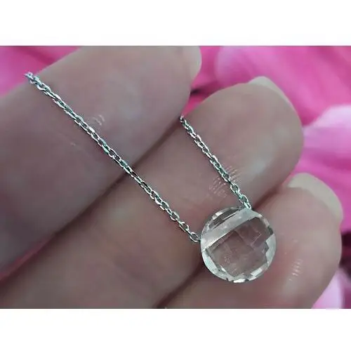 Srebrny naszyjnik 925 kryształ górski kółeczko, round rock crystal 46159 s 5