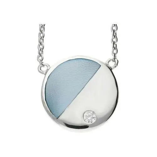 Srebrny naszyjnik 925 niebiesko srebrne kółko