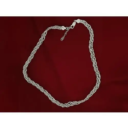 Srebrny naszyjnik 925 warkocz błyszczące połączone łańcuszki 45 cm, kolor szary 2