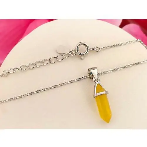 Srebrny naszyjnik 925 z modnym wzorem kamienia żółty kryształ Lovrin 3