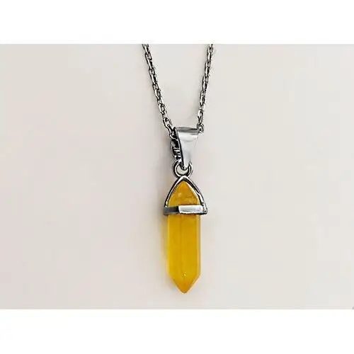 Srebrny naszyjnik 925 z modnym wzorem kamienia żółty kryształ Lovrin 2