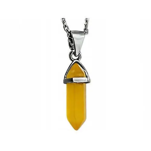 Srebrny naszyjnik 925 z modnym wzorem kamienia żółty kryształ Lovrin