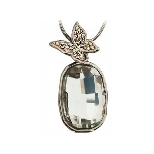Srebrny naszyjnik motyl z prostokątną cyrkonią, 81660 s1