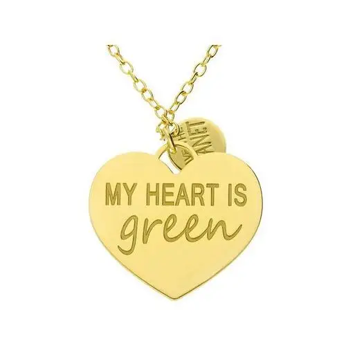 Srebrny naszyjnik pozłacany 925 My heart is green
