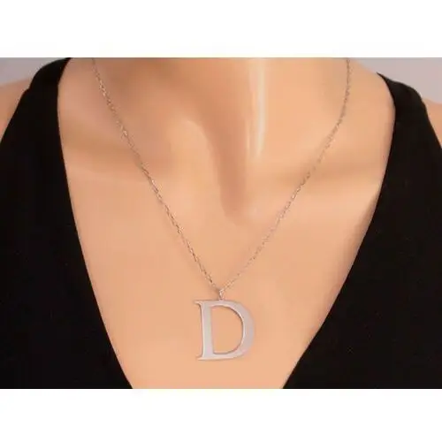 Srebrny naszyjnik z dużą literą D modny wzór 2
