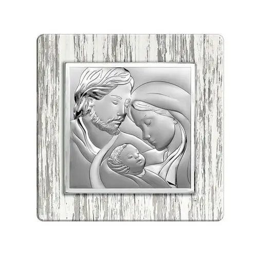 Srebrny obraz 12x12cm Święta Rodzina chrzest drewno, bc6651_2s 12x12cm