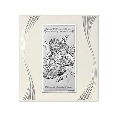 Srebrny obraz 925 aniołki w ramce 14x15cm prezent Lovrin