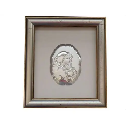 Srebrny obraz 925 matka boska z dzieciątkiem w ramie 15x17 Lovrin