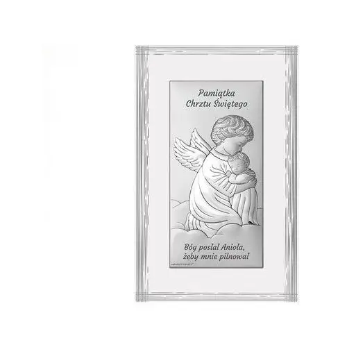 Srebrny obraz anioł stróż 9x15,5cm chrzest