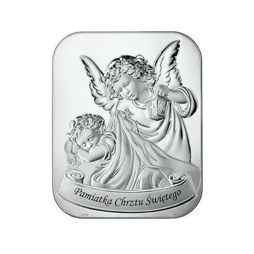 Srebrny obraz anioł stróż pamiątka chrztu 4.5x5.5cm, no4713 4.5x5.5cm
