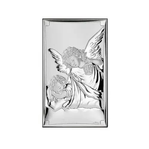 Srebrny obraz ryngraf z aniołem 12x20cm chrzest Lovrin