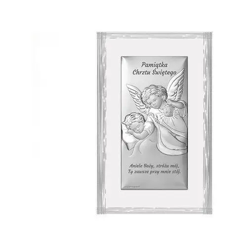 Srebrny obrazek na chrzest 9x15,5cm anioł Lovrin
