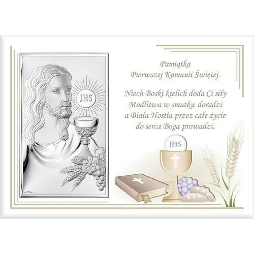 Srebrny obrazek z Jezusem 18x13cm chrzest komunia, vl861/4lbi 18x13cm