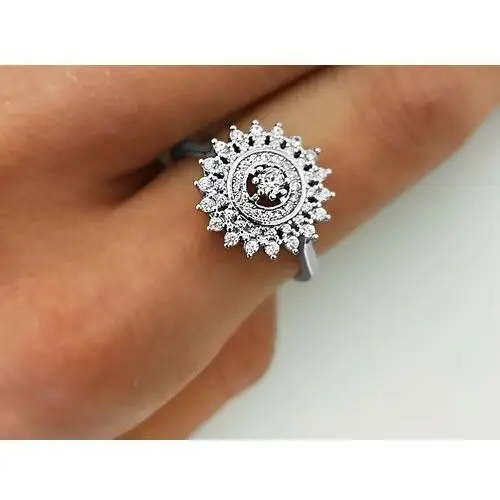 Srebrny pierścionek 925 ażurowe koło z cyrkoniami, PA00073 s 2