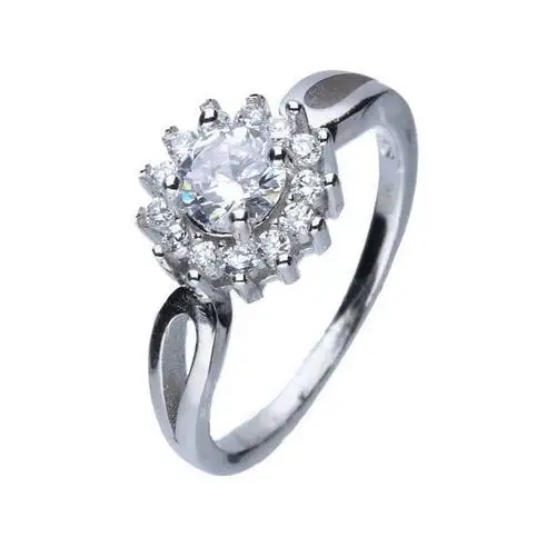 Lovrin Srebrny pierścionek 925 biała elegancka cyrkonia r 16