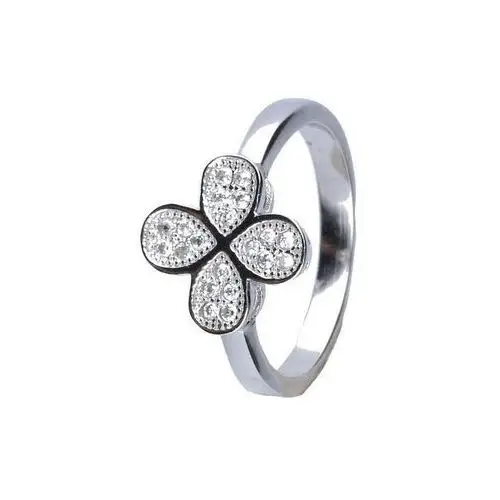 Srebrny pierścionek 925 biały kwiat zdobiony cyrkonią r 12, kolor biały