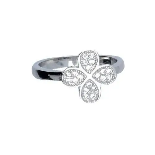 Srebrny pierścionek 925 biały kwiat zdobiony cyrkonią r 12, kolor biały 2