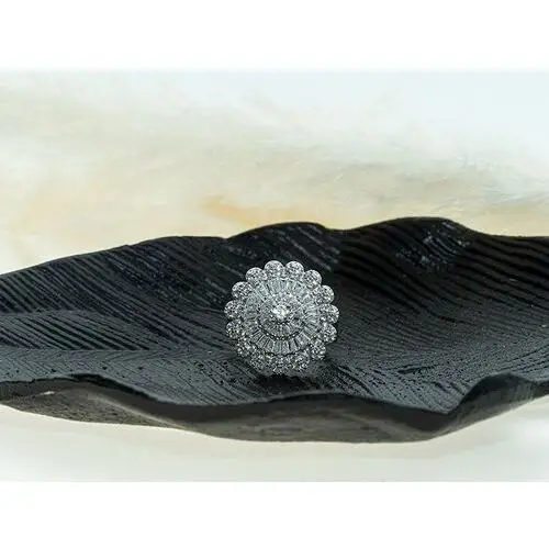 Srebrny pierścionek 925 bogato zdobiony elegancki z białymi cyrkoniami r17, PA00350 s1 3