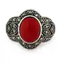 Srebrny pierścionek 925 czerwony kamień z markazytami 17r Lovrin Sklep