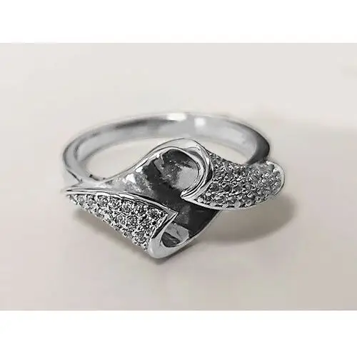 Srebrny pierścionek 925 elegancki z cyrkoniami, kolor szary 2
