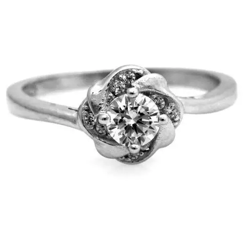 Srebrny pierścionek 925 kwiat róża z cyrkoniami 2,31g, kolor różowy 2