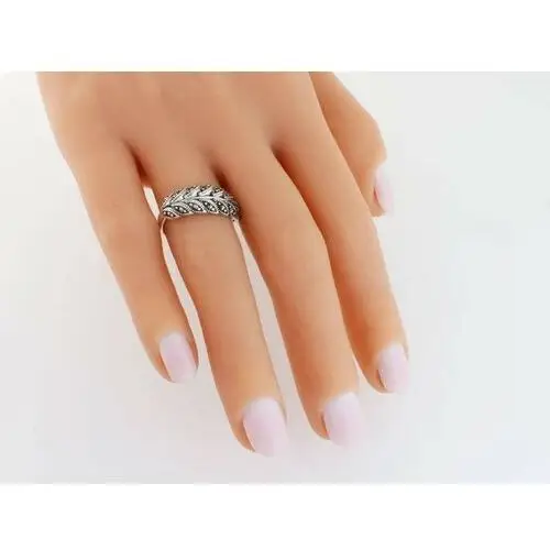 Srebrny pierścionek 925 liść z kamieniami, SPI1335 2