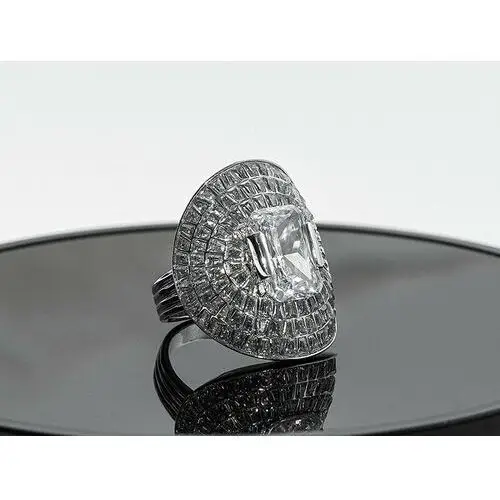 Lovrin Srebrny pierścionek 925 masywny pierścionek z dużym cyrkoniowym oczkiem r15 2