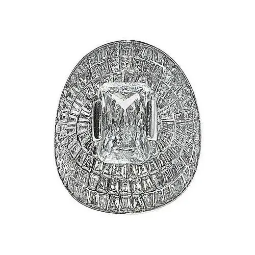 Lovrin Srebrny pierścionek 925 masywny pierścionek z dużym cyrkoniowym oczkiem r15